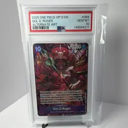 Bandai One Piece Gol D. Roger SR Alt Art Holo OP13-064 EN PSA 10 - Image 1