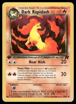 Pokemon Cards Dark Rapidash 44/82 1st Edition Team Rocket Uncommon LP - Image 1