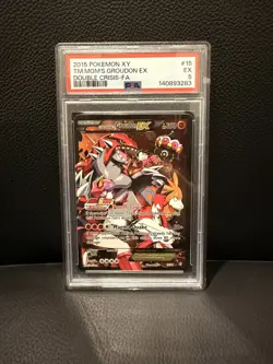 2015 POKEMON XY DOUBLE CRISIS #15 FULL ART/TEAM MAGMA'S GROUDON EX PSA 5 - Image 1