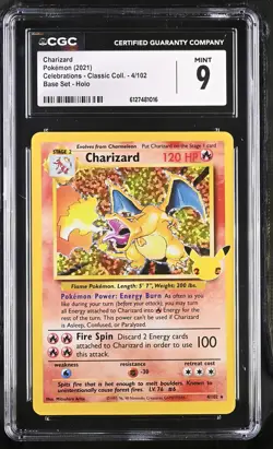 Charizard 4/102 Base Set Holo Celebrations - Classic Coll. Pokemon CGC 9 Mint - Image 1