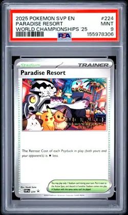 2025 POKEMON SVP EN-SV BLACK STAR PROMO #224 PARADISE RESORT PSA 9 - Image 1