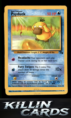 Psyduck 53/62 Pokemon Common Fossil Card LP - Image 1