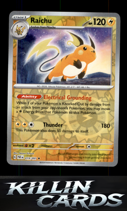 Reverse Holofoil Raichu - 019/091 019/091 Pokemon Rare SV: Paldean Fates Card NM - Image 1