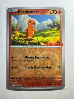 Pokemon TCG Charmander GameStop Exclusive Reverse Holo Promo Card 004/165 - Image 1