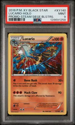 2016 POKEMON XY BLACK STAR PROMO STEAM SIEGE BLISTERS #XY140 LUCARIO-HOLO PSA 9 - Image 1