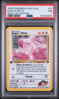 PSA 7 KOGA'S DITTO 2000 Pokemon Gym Challenge #10 HOLO 1st Edition - Image 1