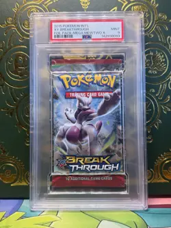 2015 Pokemon XY Breakthrough Foil Booster Pack Mega Mewtwo X Art PSA 9 - Image 1