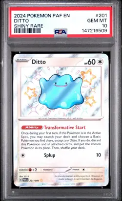 PSA 10 Gem Mint Ditto Baby Shiny Paldean Fates 201/091 PAF EN Pokemon TCG - Image 1