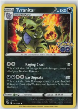 Tyranitar Holo Holo Rare Pokemon GO 043/078 NM - Image 1