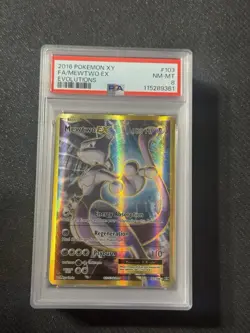 2016 Pokemon XY Evolutions Full Art Mewtwo #103/108 EX PSA 8 - Image 1