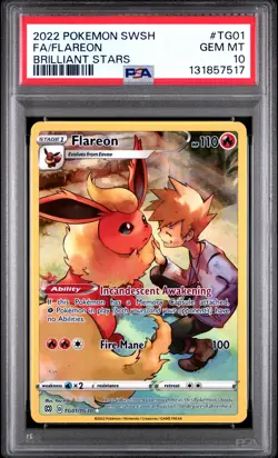 FLAREON PSA 10 #TG01/TG30 2022 Pokemon Sword & Shield Brilliant Stars FA PSA 10 - Image 1