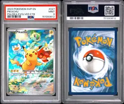 2023 Pokemon Pikachu 027 Paldea Evolved ETB Promo PSA 9 - Image 3