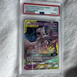 🔹PSA 9 MINT🔹Mewtwo & Mew GX 71/236🔸Unified Minds 2019 Tag Team Pokemon TCG - Image 1