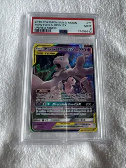 🔹PSA 9 MINT🔹Mewtwo & Mew GX 71/236🔸Unified Minds 2019 Tag Team Pokemon TCG - Image 2