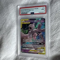 🔹PSA 9 MINT🔹Mewtwo & Mew GX 71/236🔸Unified Minds 2019 Tag Team Pokemon TCG - Image 4