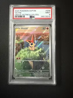 Pokemon! PSA 9 Victini SVP 208 Illustration Rare Black Star Promo - Image 1