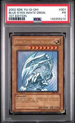 2002 YU-GI-OH! STARTER DECK: KAIBA 1ST EDITION #001 BLUE-EYES WHITE DRAGON PSA 1 - Image 1