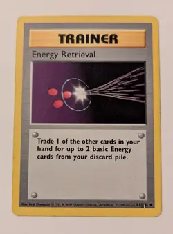 Shadowless Energy Retrieval Base Set Pokemon Card with Printer Hickey Error - Image 1