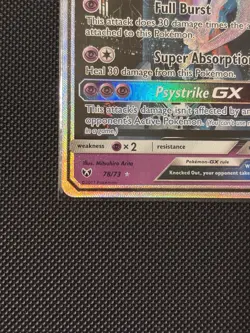 Pokemon Mewtwo GX Shining Legends Card 78/73 Full Art Shiny Holo Secret Rare - Image 5
