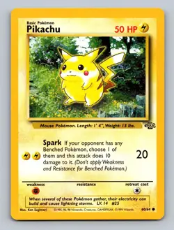 Pikachu 60/64 Common Jungle Pokemon Unlimited Lightly Played - Image 1