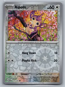 Aipom 137/167 Common Twilight Masquerade Pokemon Reverse Holo Near Mint - Image 1