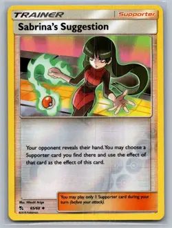 Sabrina's Suggestion 65/68 Uncommon Hidden Fates Pokemon Reverse Holo Near Mint - Image 1