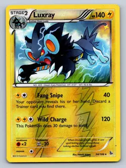 Luxray Flashfire 34/106 R LP Reverse Holo Pokemon - Image 1