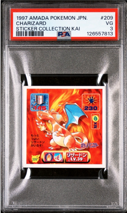 PSA 3 Very GOOD 1997 Amada Pokemon Japanese Charizard Sticker Collection Kai 209 - Image 1