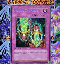 Yugioh Magic Cylinder LON-104 1st Edition Secret Rare Holo Bleed Konami 2003 NM - Image 1