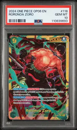 One Piece Card Game-Roronoa Zoro Op06-118 SEC Full Art /Alt Art PSA10 Set Eng - Image 2