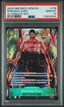 One Piece Card Game-Roronoa Zoro Op06-118 SEC Full Art /Alt Art PSA10 Set Eng - Image 4