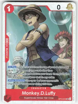 Monkey.D.Luffy OP14-013 Super Rare The Azure Sea's Seven One Piece Foil NM - Image 1