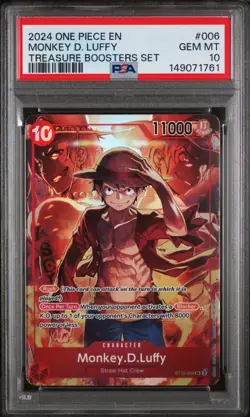 2024 ONE PIECE PROMOS TREASURE BOOSTERS SET #006 MONKEY D. LUFFY PSA 10 - Image 1