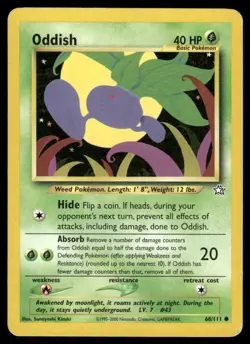 Pokemon Cards Oddish 68/111 Unlimited Neo Genesis Common MP - Image 1
