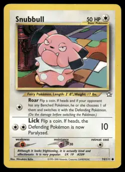 Pokemon Cards Snubbull 74/111 Unlimited Neo Genesis Common LP - Image 1