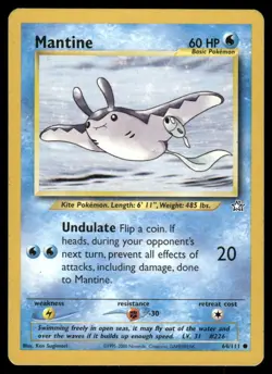 Pokemon Cards Mantine 64/111 Unlimited Neo Genesis Common LP - Image 1