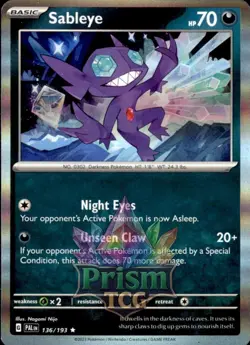 Sableye 136/193 Rare Holo Paldea Evolved Pokemon - Image 1