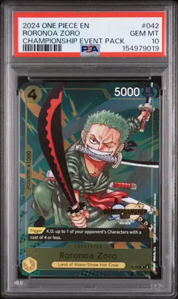 2024 ONE PIECE CHAMPIONSHIP 2024 EVENT PACK #042 RORONOA ZORO PSA 10 - Image 1