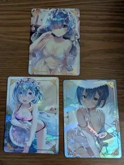 Rem Re:Zero Goddess Story Sexy Anime Girl Waifu 3 Foil Card Set - Image 1