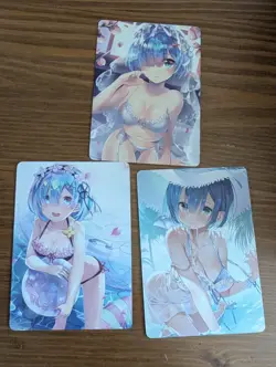 Rem Re:Zero Goddess Story Sexy Anime Girl Waifu 3 Foil Card Set - Image 2