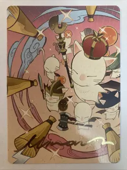 MTG Summon: Good King Mog XII Art Card - FINAL FANTASY 42/54 Gold Foil Signature - Image 1