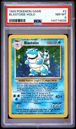 1999 POKEMON GAME #2 BLASTOISE-HOLO PSA 8 - Image 1