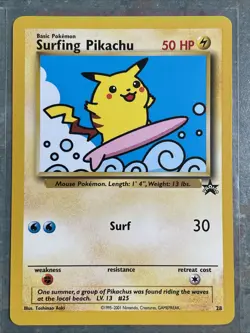 Pokemon Surfing Pikachu #28 Black Star Promo Vintage NM WOTC C71 - Image 1
