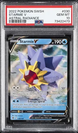2022 POKEMON SWORD & SHIELD ASTRAL RADIANCE #030 STARMIE V PSA 10 - Image 1