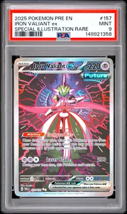 POKEMON TCG Iron Valiant ex 157/131 Prismatic Evolutions Holo - PSA 9 - Image 1