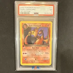 Nintendo Pokemon TCG Team Rocket Dark Charizard 21/82 1st Edition PSA 7 - Image 1