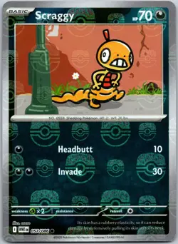 Scraggy 057/086 (Master Ball Pattern) Common White Flare NM - Image 1