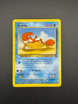 Pokemon Krabby Unlimited Common Fossil 51/62 LP - Image 1
