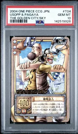 PSA 10 2004 BANDAI ONE PIECE JAPANESE THE GOLDEN CITY IN THE SKYUSOPP & PAGAYA - Image 1