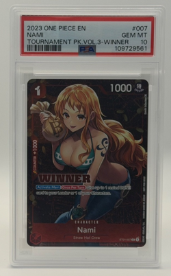 One Piece CCG Nami Tournament Pk. Vol. 3 Winner ST01-007 PSA 10 Gem Mint - Image 1